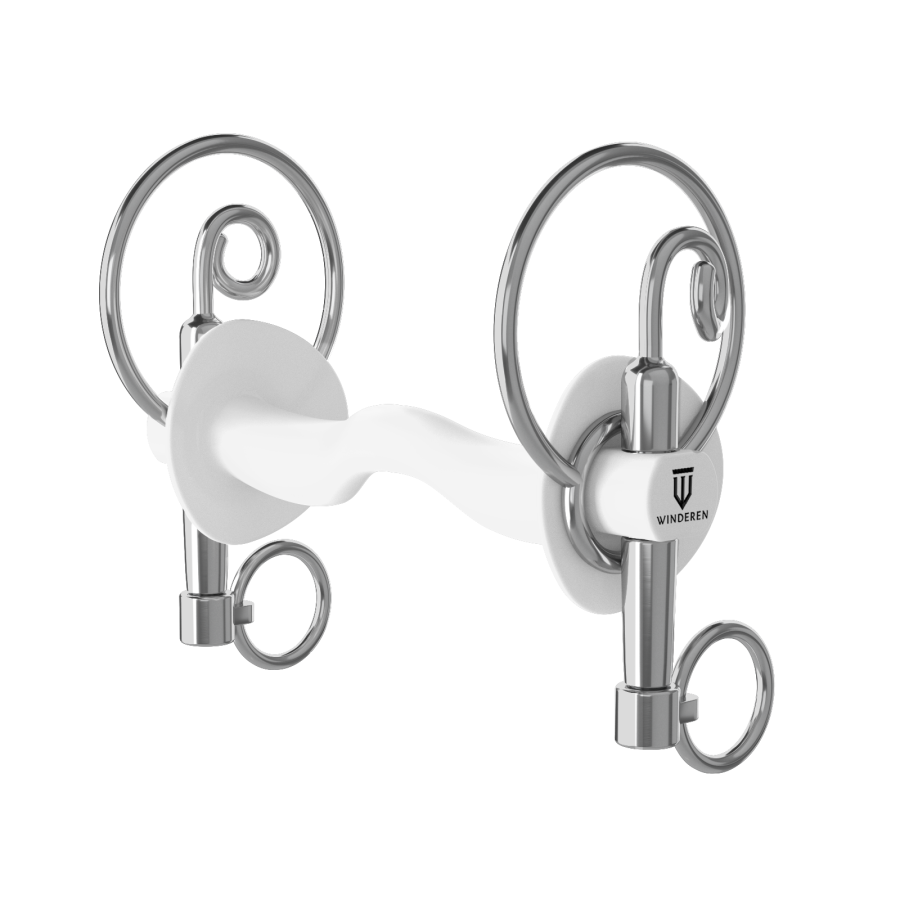 Wędzidło Winderen Swales Pelham krótki - Sztanga ze śliniankami - White Edition - Comfort