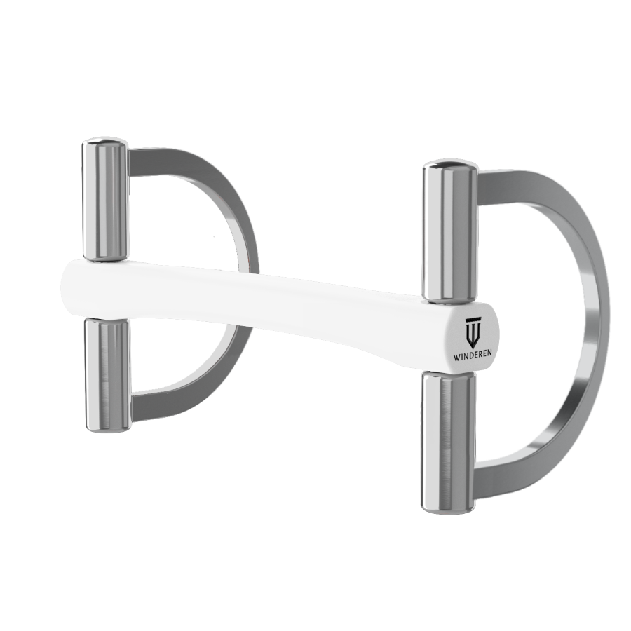 Wędzidło Winderen duże "D" - Podwójnie łamane - White Edition - Comfort