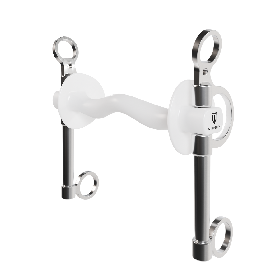 Wędzidło Winderen Pelham długi - Sztanga ze śliniankami - White Edition - Slim