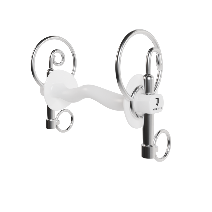 Wędzidło Winderen Swales Pelham krótki - Sztanga ze śliniankami - White Edition - Slim