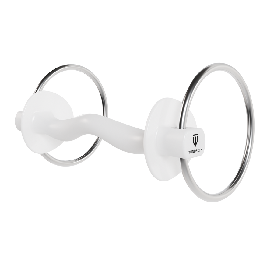 Wędzidło Winderen z dużymi kółkami - Sztanga ze śliniankami - White Edition - Slim