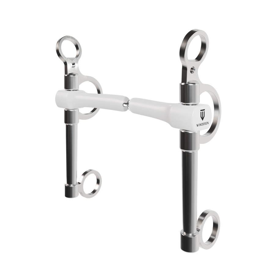 Wędzidło Winderen Pelham długi - Pojedynczo łamany - White Edition - Slim
