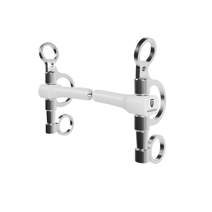 Wędzidło Winderen Pelham krótki - Pojedynczo łamany - White Edition - Slim